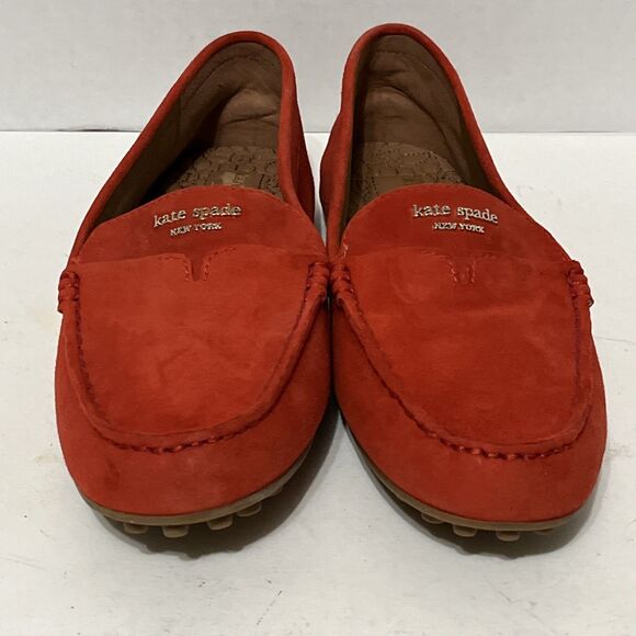 Kate Spade Leather Suede Deck Driver Loafers Womens 10 Coral Slip-On Shoes - Picture 2 of 10